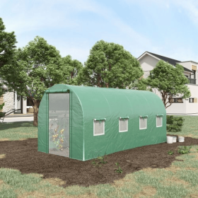 Walk In Tunnel Circular Greenhouse With Mesh Doors And 8 Windows